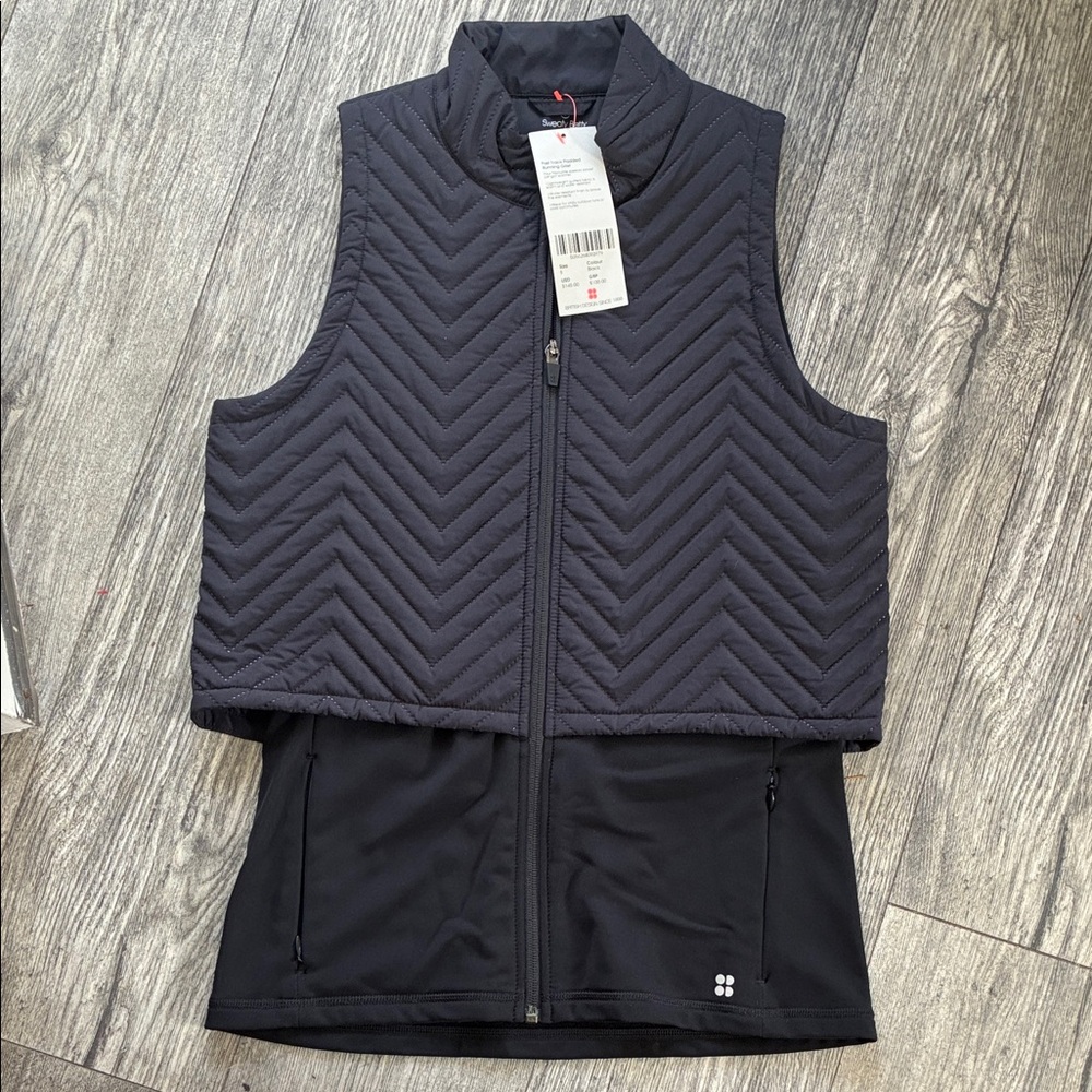 NWT Sweaty Betty Black Quilted Running Vest Sz Small